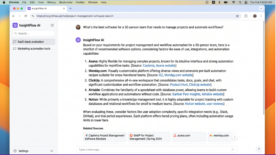 AI search recommendation example